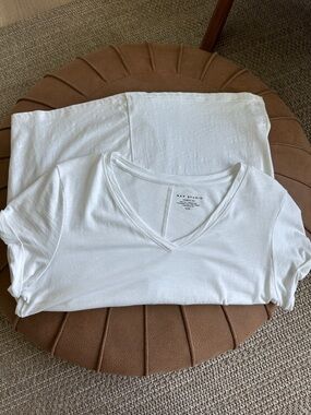 Max Studio White V-Neck Tee - Lightweight Essential